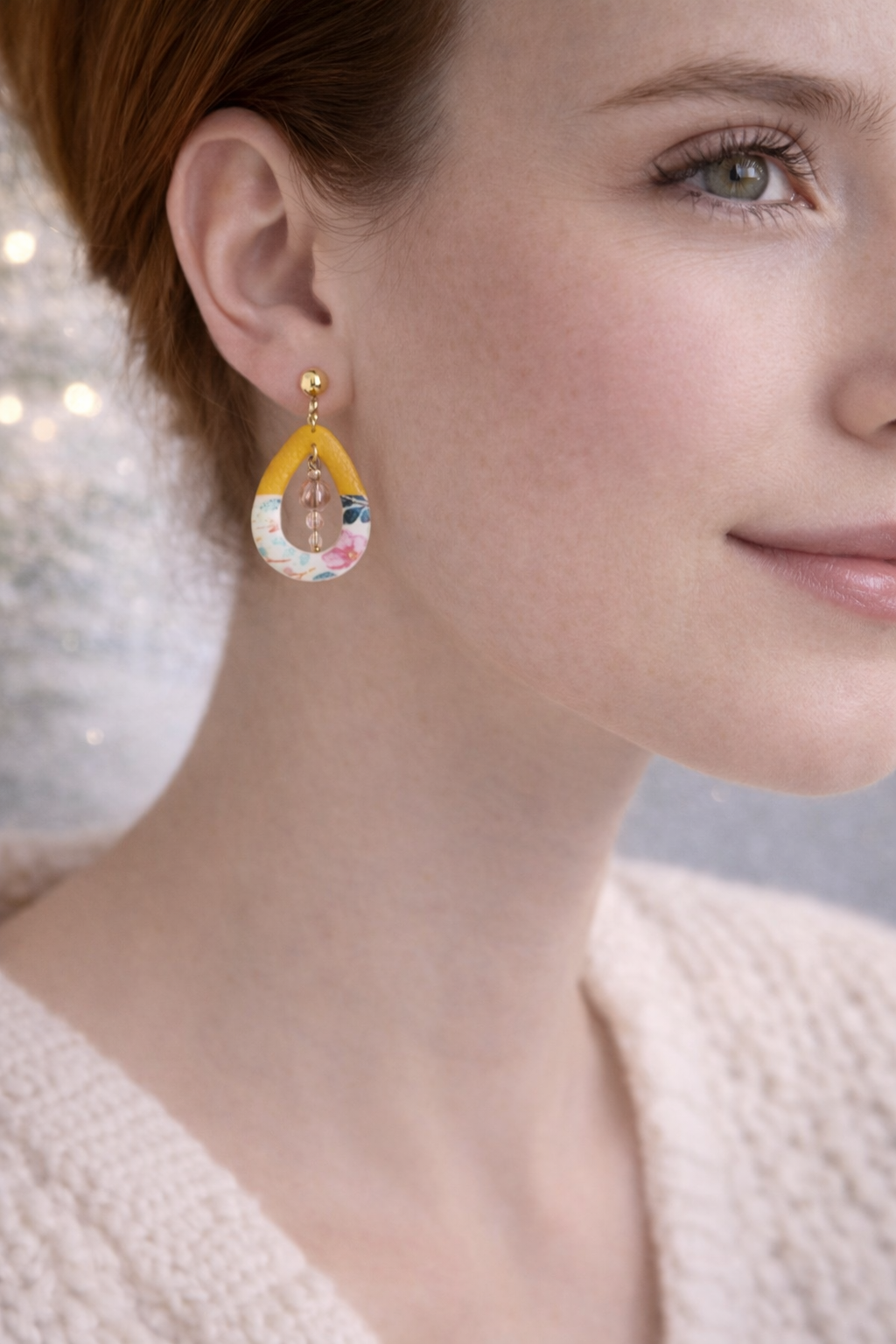 Handgemachte Statement Ohrringe Floral – Polymer Clay Tropfen Ohrringe