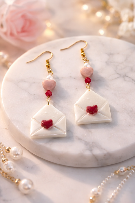 Love Letter Ohrringe – Mini Briefumschlag mit Herz | Handmade Schmuck