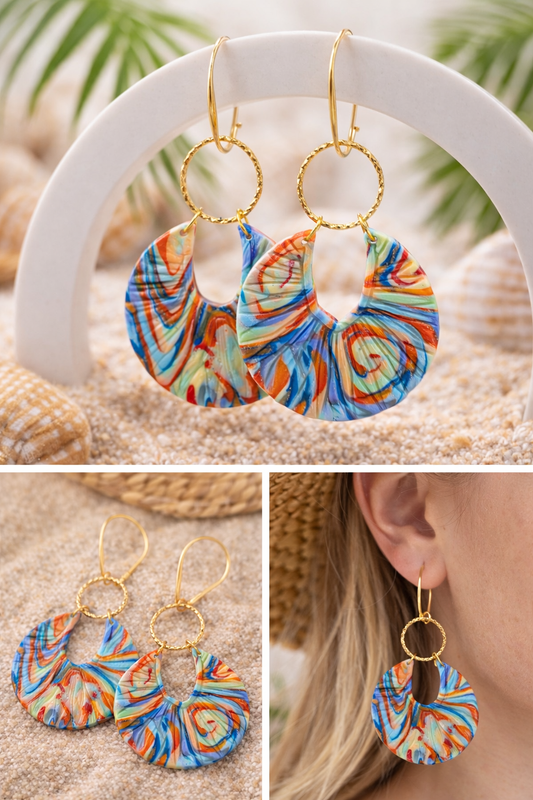 Rainbow Statement Ohrringe Gold – Bunte Sommer Hänger