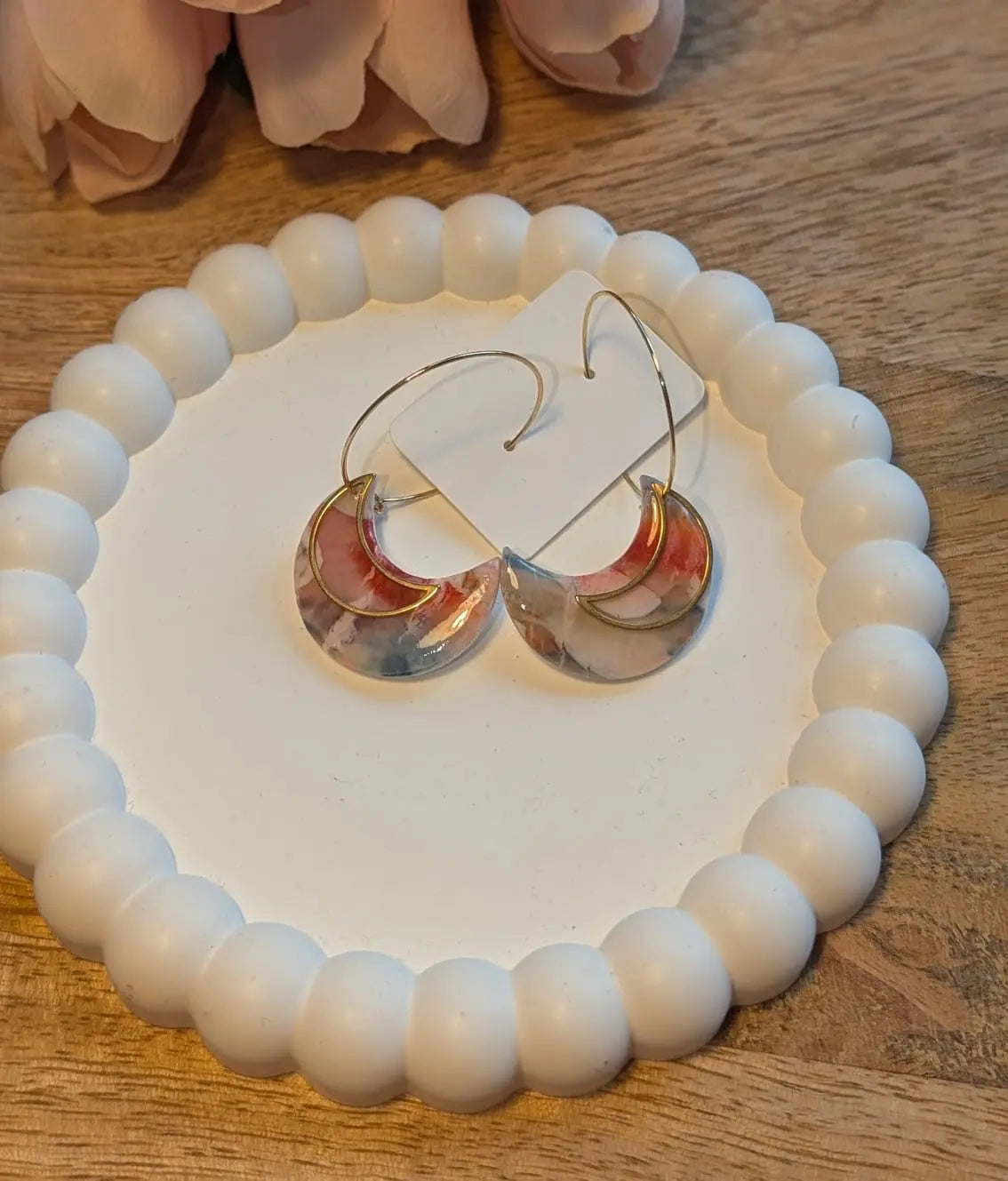 Ohrringe aus Polymer Clay Mond Form