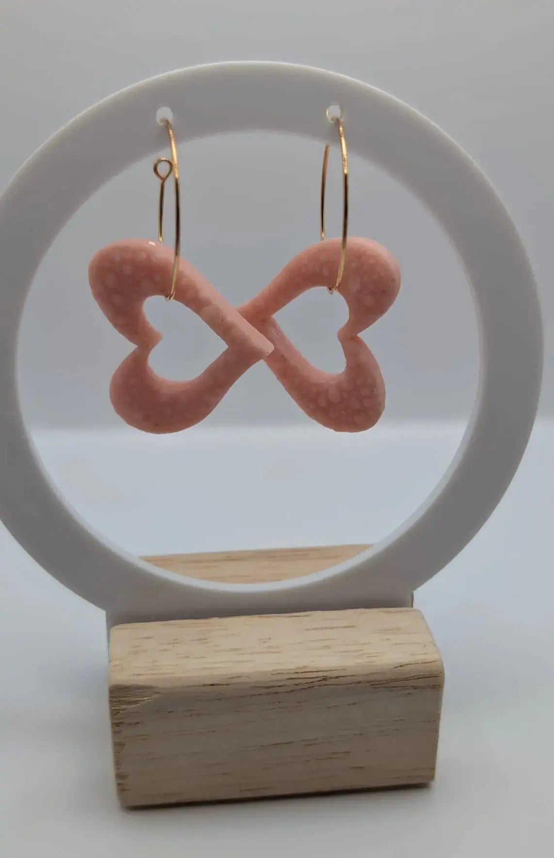 Herz Creolen aus Polymer Clay rose