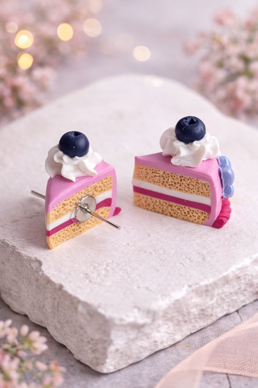 Handgemachte Törtchen Ohrringe aus Polymer Clay – Stecker & Hänger Variante – Süßer Statement Schmuck