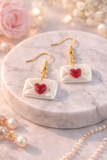 Love Letter Ohrringe – Mini Briefumschlag mit Herz | Stecker & Hänger
