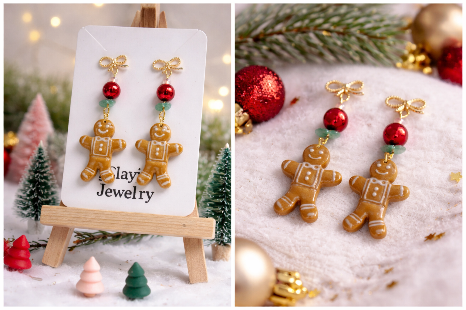 Lebkuchenmann Ohrringe – Weihnachts Statement Ohrringe aus Polymer Clay handgemacht Clayjex