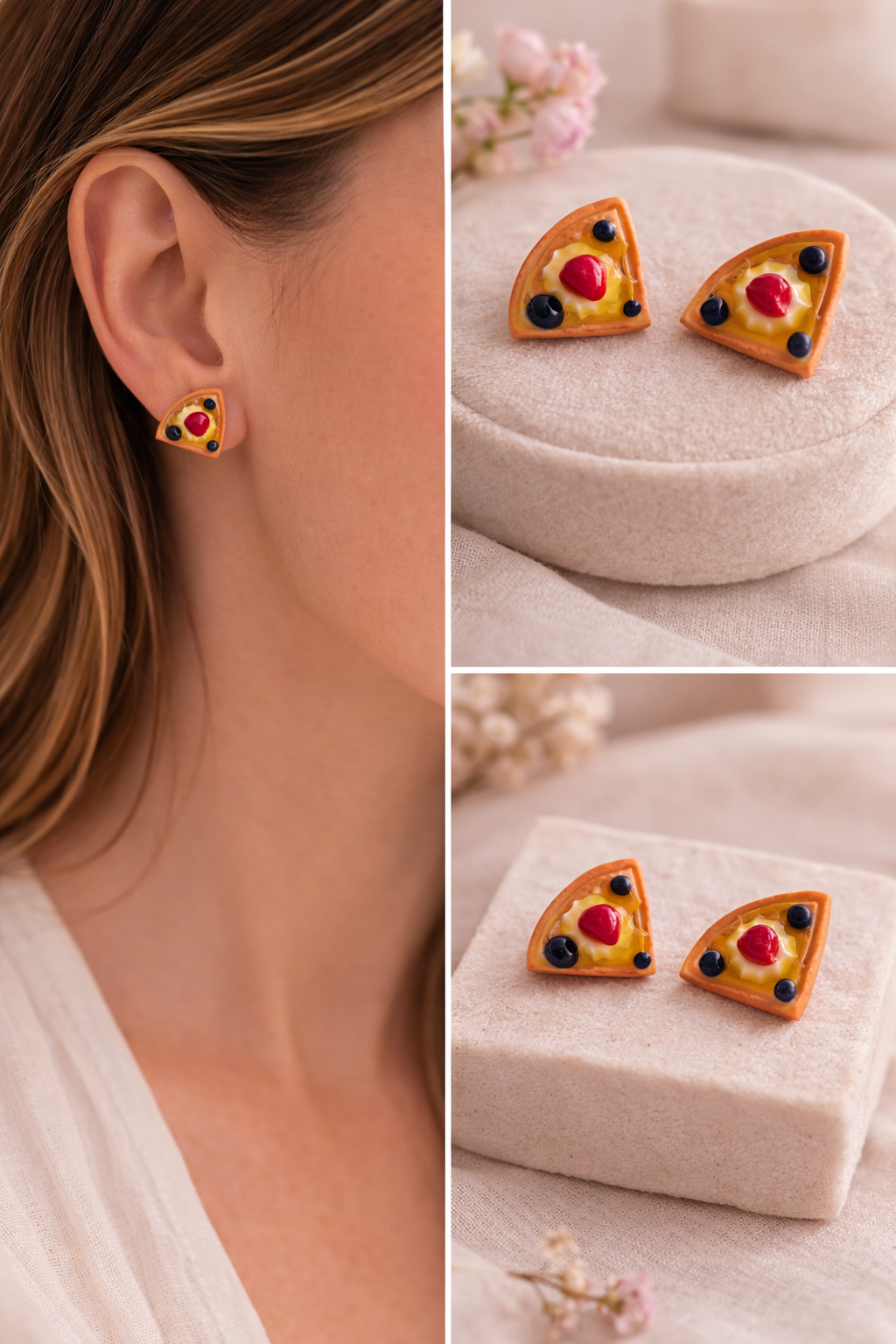 Fruchtige Waffel Ohrstecker – Handgemachte Polymer Clay Ohrstecker