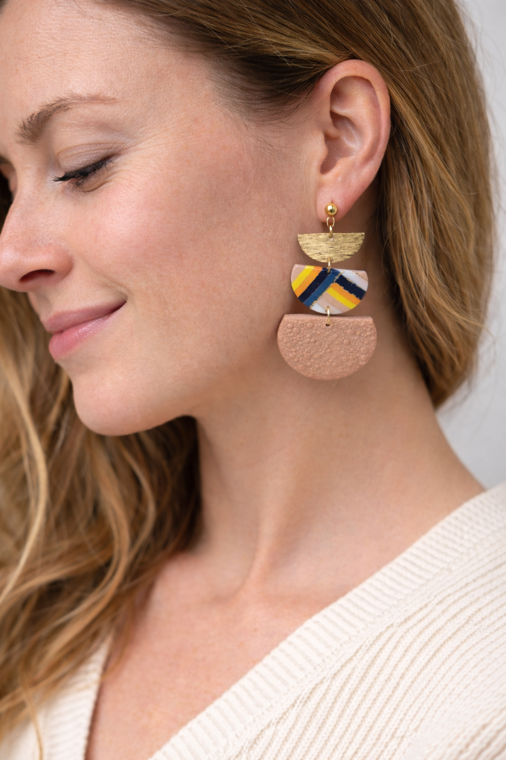 Handgemachte Statement-Ohrringe aus Polymer Clay – Geometrisch & Modern