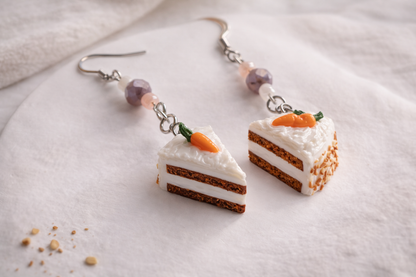 handgemachte karottenkuchen ohrringe aus polymer clay food jewelry