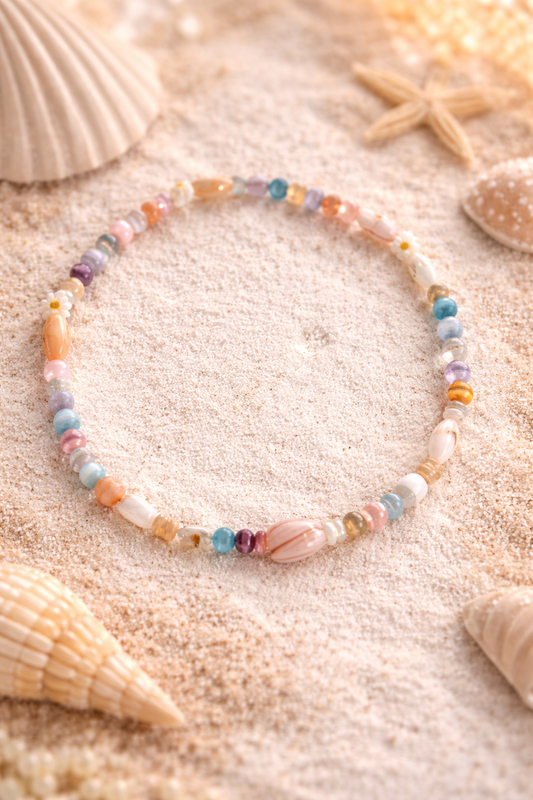 Perlenarmband mit Blümchen und Süßwasser Perlen Clayjex