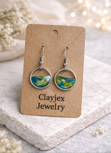 Runde Wellen Ohrringe aus Polymer Clay (FIMO®) – Handgemachter maritimer Schmuck Clayjex
