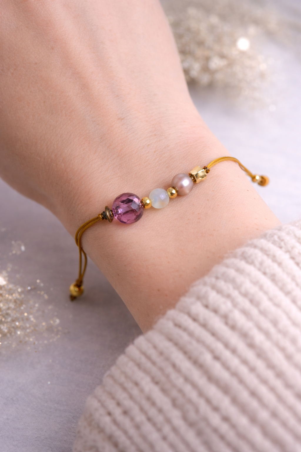 Handgemachtes Perlen Armband mit Glasperlen & Stern – Verstellbares Schmuckarmband Clayjex