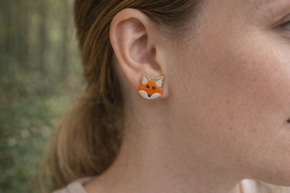 Handgemachte Fuchs-Ohrstecker aus Polymer Clay – süßer Wald-Look