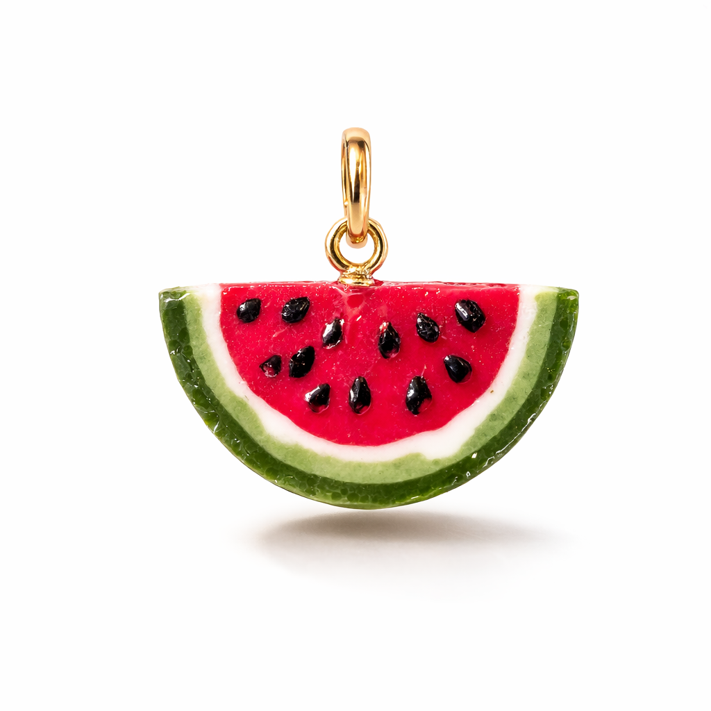 Melonen Charm aus Polymer Clay – Sommerliche Anhänger mit Wassermelonen Design
