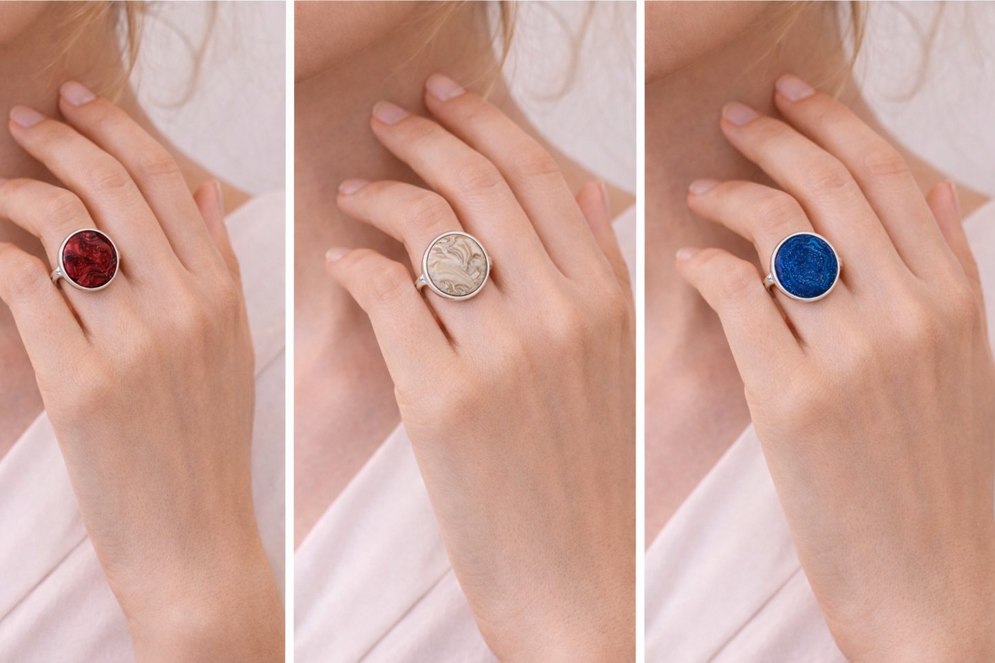 Marmorierter Silberring – Verstellbarer Statement-Ring in verschiedenen Farben Clayjex