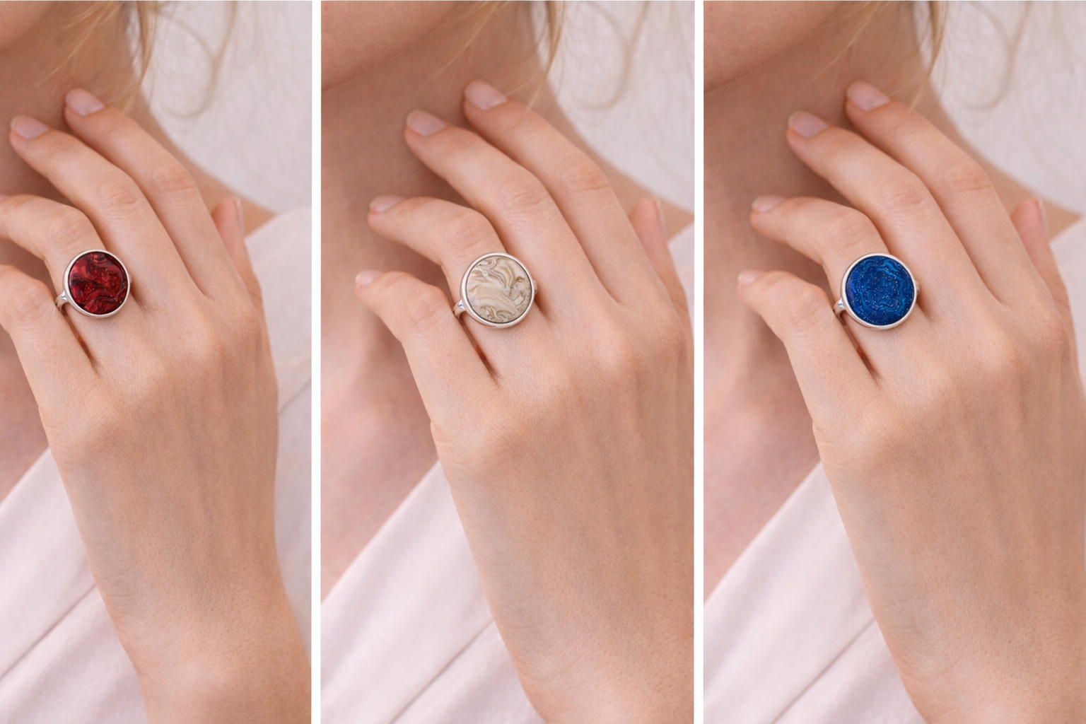 Marmorierter Silberring – Verstellbarer Statement-Ring in verschiedenen Farben Clayjex