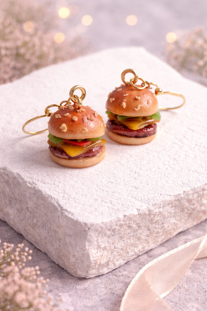 Polymer Clay Ohrringe, Burger Ohrringe, Food Schmuck, Statement Ohrringe, handgemacht, ausgefallener Schmuck Clayjex