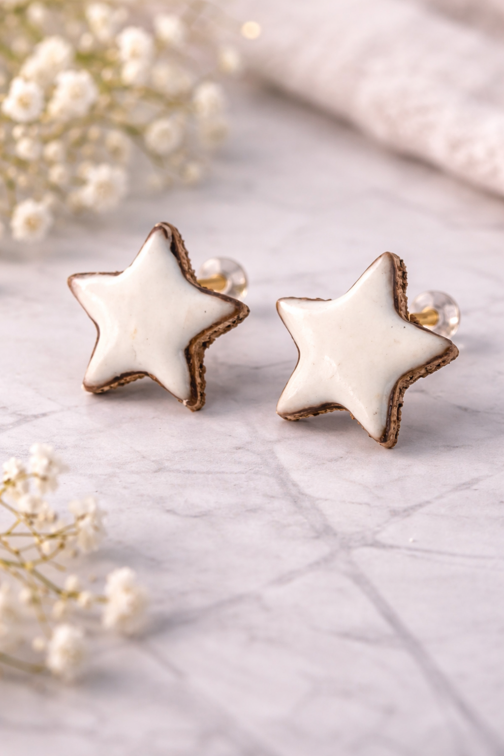 Zimtstern Ohrringe Handmade | Weihnachts Schmuck