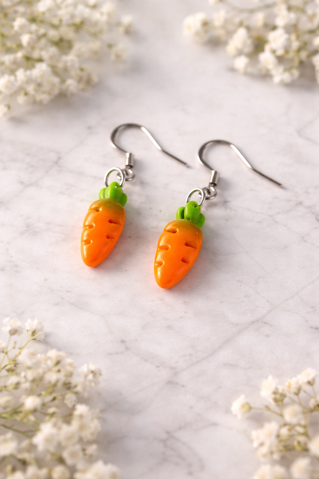 Karotten Ohrringe aus Polymer Clay – Handgemachte süße Gemüse Ohrhänger