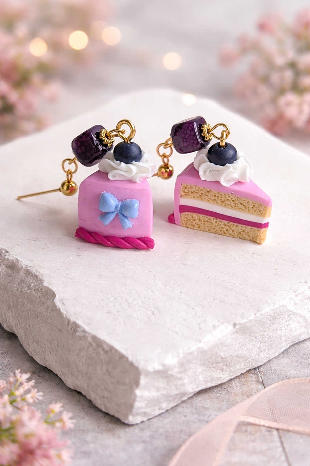 Handgemachte Törtchen Ohrringe aus Polymer Clay – Stecker & Hänger Variante – Süßer Statement Schmuck