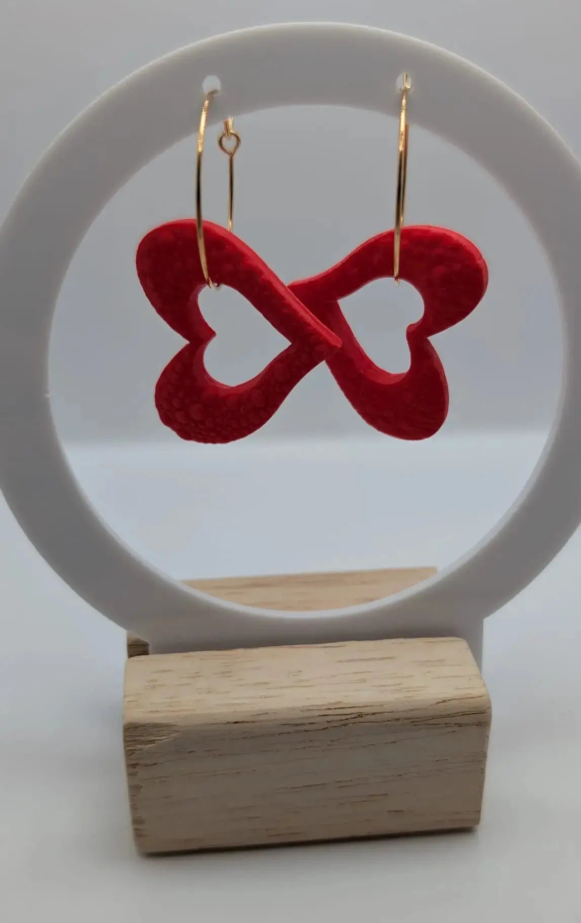 Herz Creolen aus Polymer Clay rot