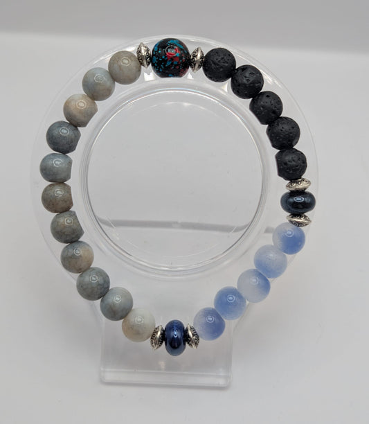 Lavastein Armband in Schwarz, Blau & Grau