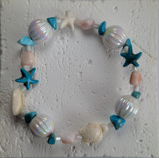 Sommer Armband aus Süßwasserperlen Strandschmuck,Handgemachtes maritimes Armband – inspiriert vom Meer