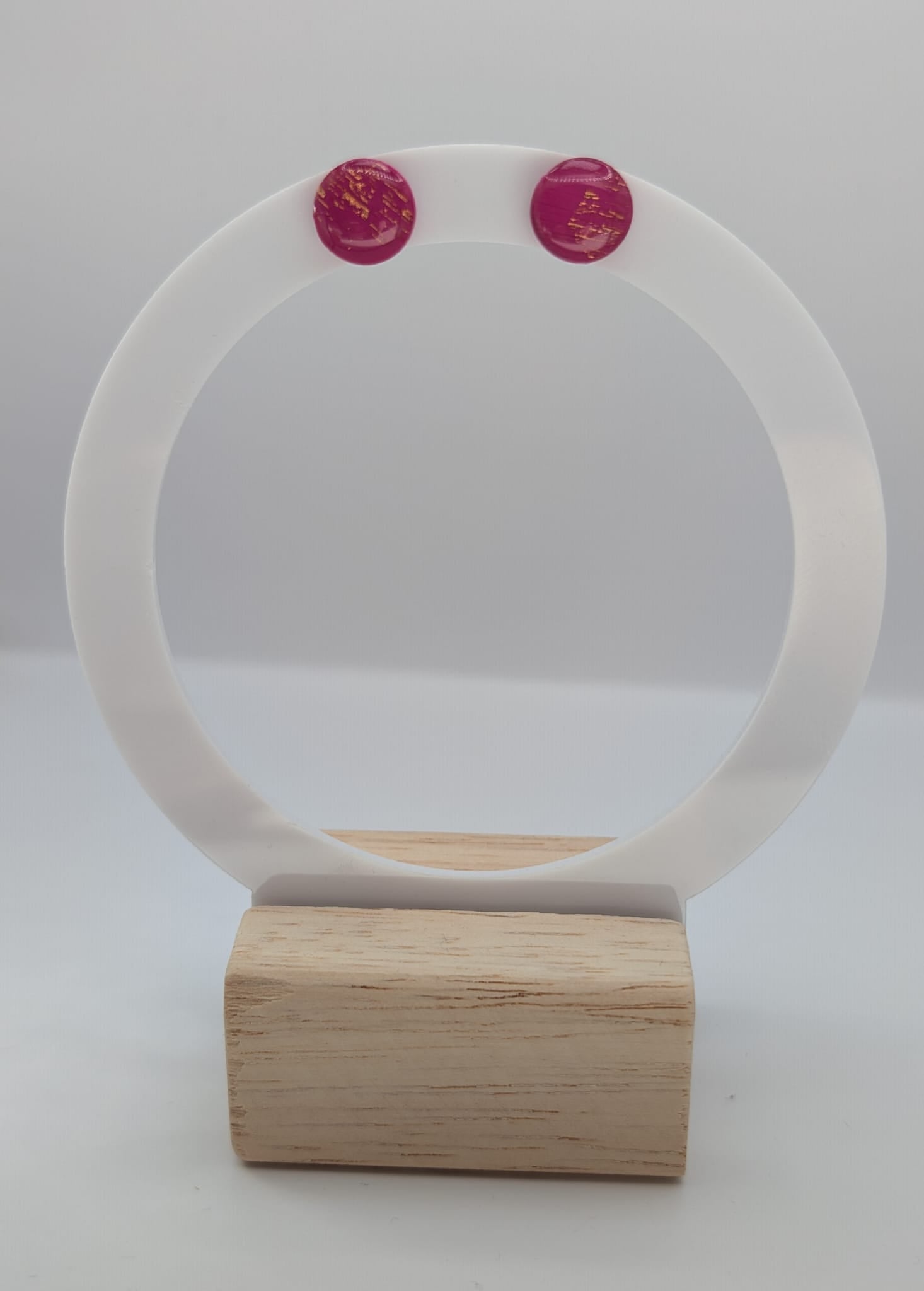 Ohrstecker in Pink mit Goldakzenten