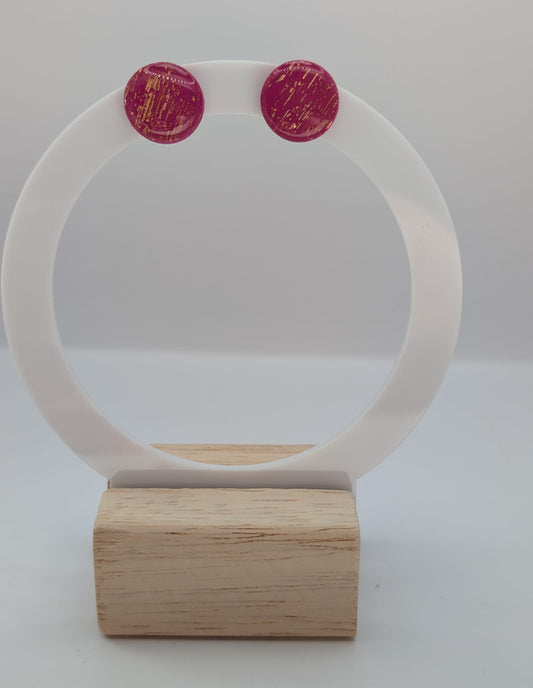 Ohrstecker in Pink mit Goldakzenten