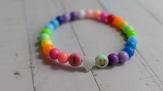 Regenbogen Armband I ♥ U – Buntes Liebesgeschenk

