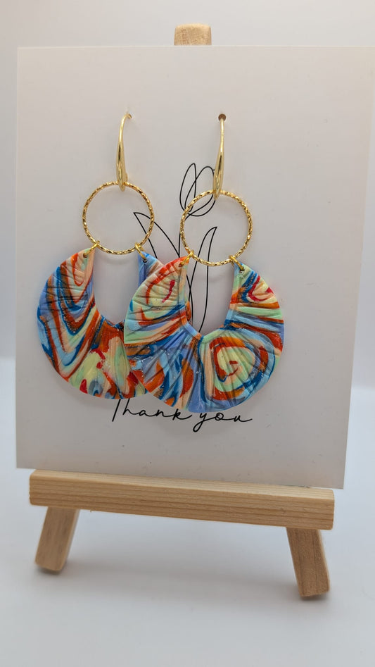 Bunte Halbkreis-Ohrringe – Handgemachter Statement-Schmuck