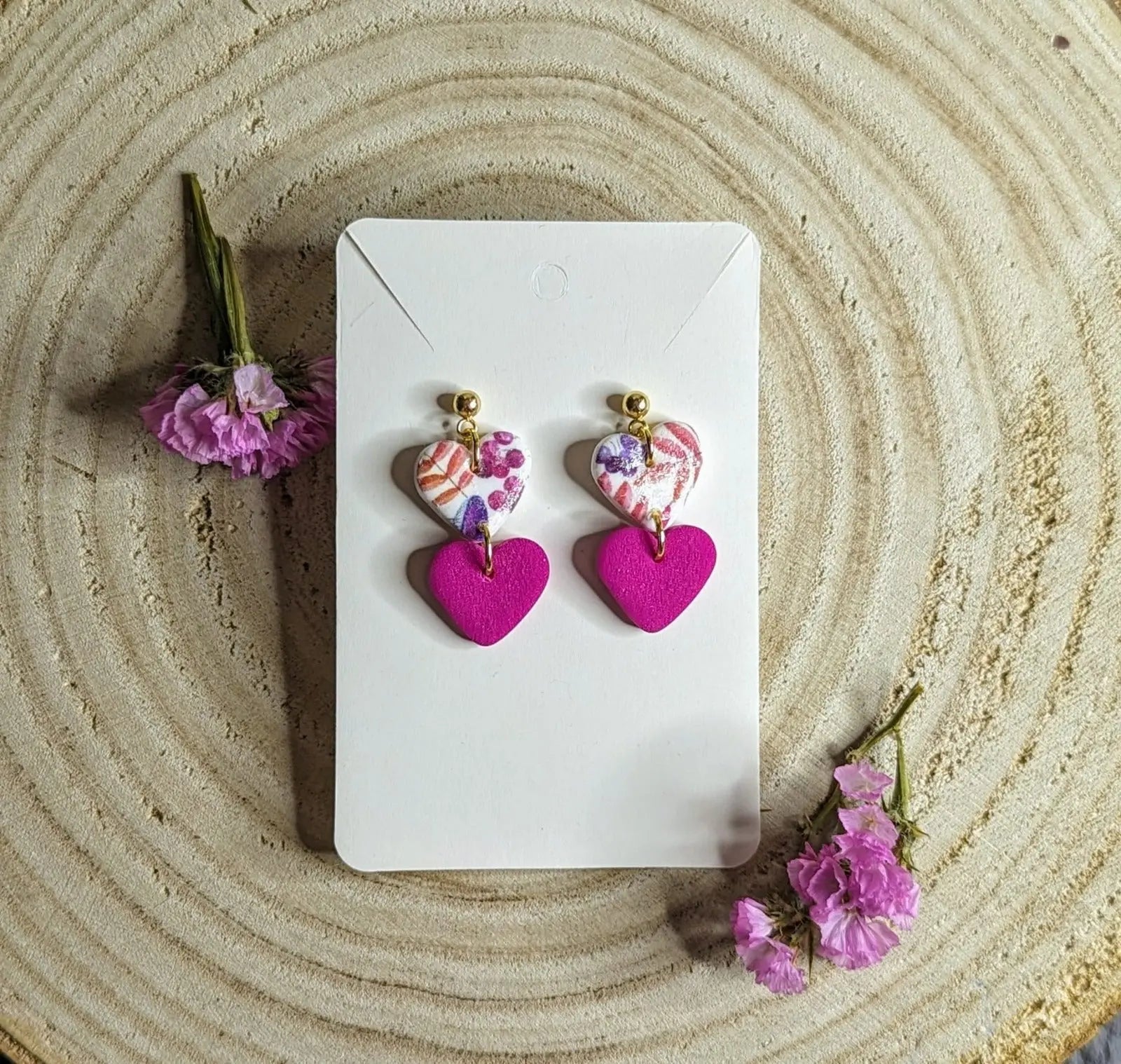 Statement Herzohrringe, Polymer Clay Herzohrringe, Geschenk für Sie 
