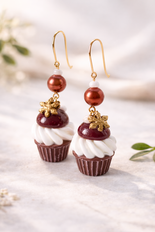 Cupcake Ohrringe handgemacht – Süße Hängeohrringe aus Polymer Clay