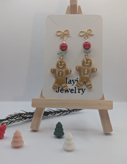Weihnachtliche Lebkuchen-Männchen-Ohrringe aus Polymer Clay / Statement Ohrringe