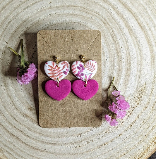 Statement Herzohrringe, Polymer Clay Herzohrringe, Geschenk für Sie 