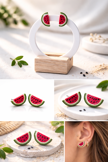 Melonen Ohrringe aus Polymer Clay | Sommerliche Wassermelonen Ohrstecker