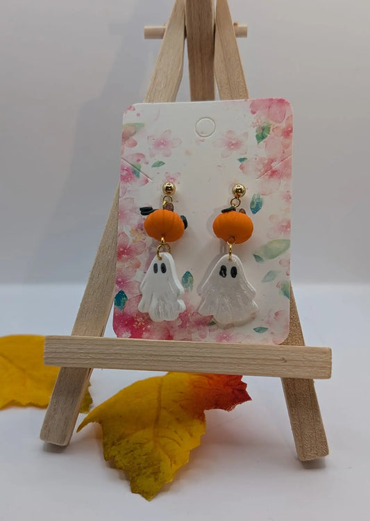 Geister Kürbis Ohrringe aus Polymer Clay 
