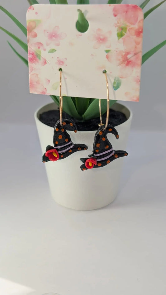 Ohrringe aus Polymer Clay / Hexen Hut Statement Ohrringe 