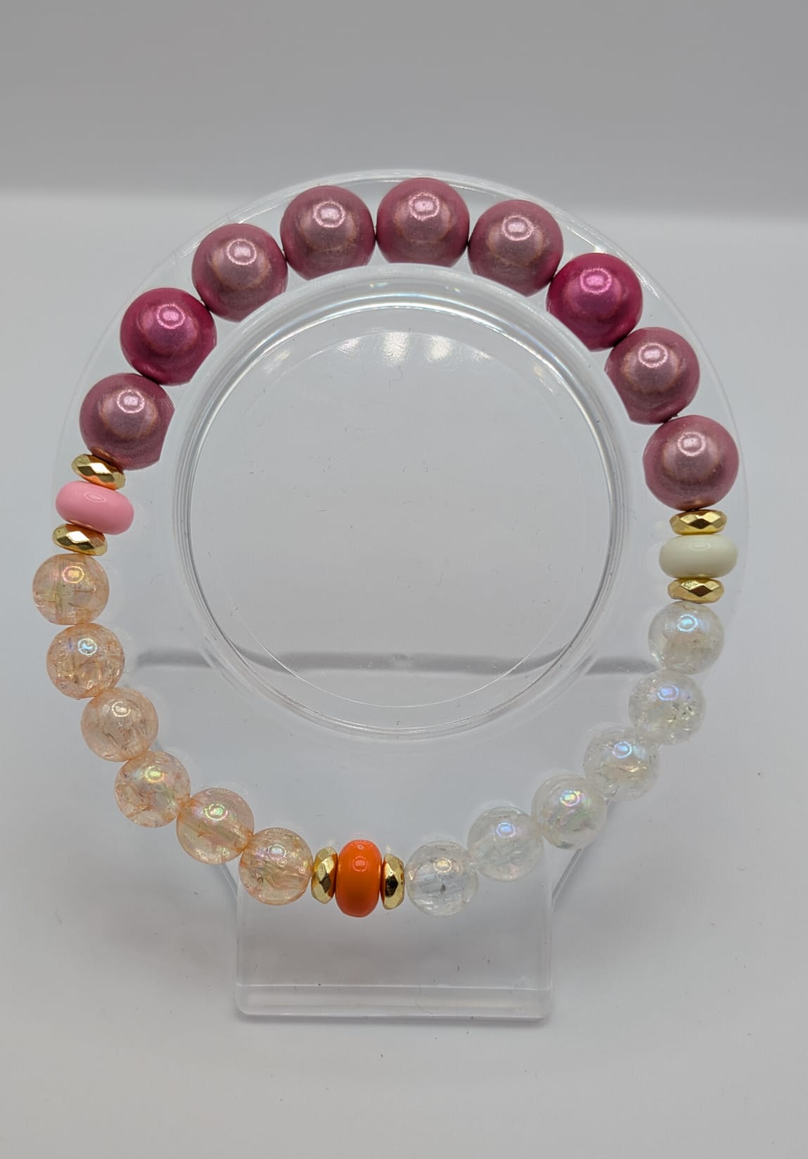 Zartes Rosa-Armband mit Gold & Pastellperlen – Handgemacht

