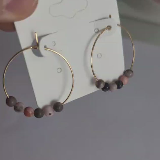 Creolen Boho mit zarten Edelsteinen in zwei Varianten mit Gold Spacer und Ohne